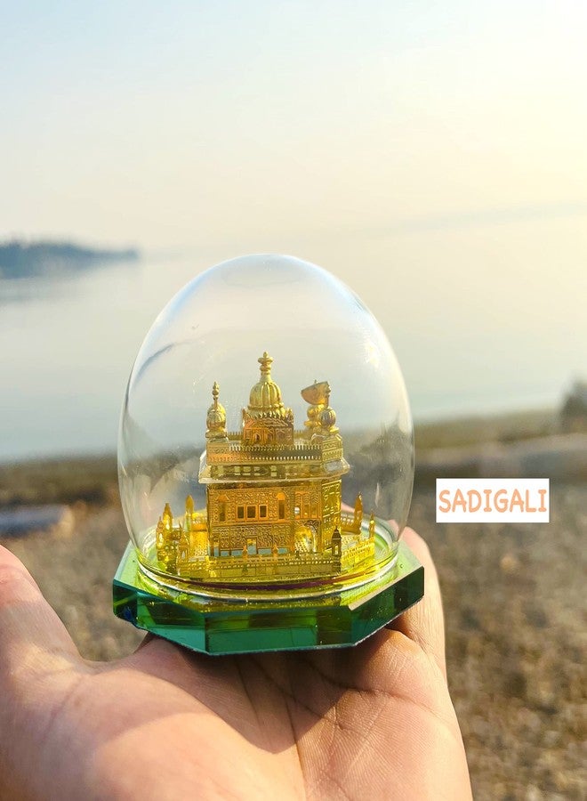 TEYRAH Golden Temple 24K Gold Plated Model Round 9cm Size Miniature Sri Harmandir Sahib Idol Sikh Temple in Amritsar for Home Decor Car Decor Diwali Gift Punjabi New House Gift - Image 2